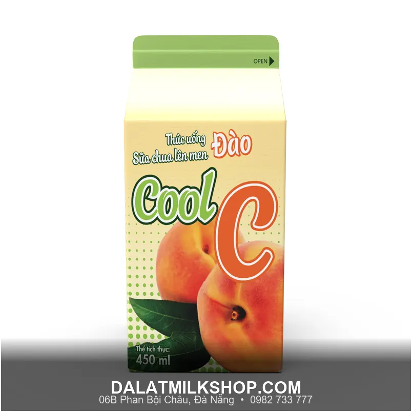 Cool C Dalatmilk sữa chua lên men đào 450ml