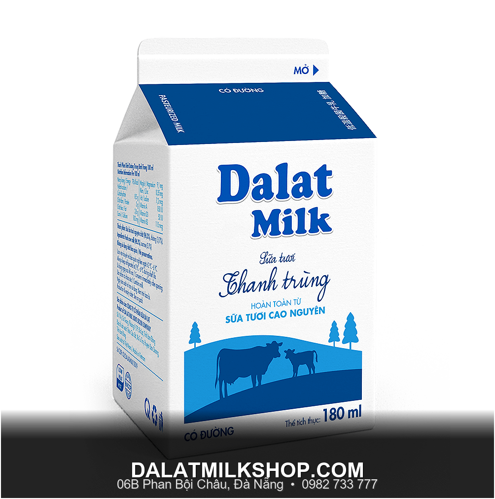 Sữa tươi thanh trùng Dalatmilk có đường 180ml