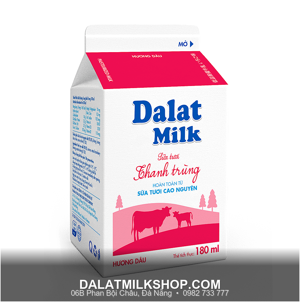 Sữa tươi thanh trùng Dalatmilk hương dâu 180ml