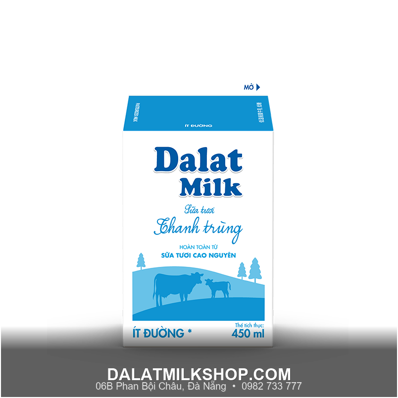 Sữa tươi thanh trùng Dalatmilk ít đường 450ml