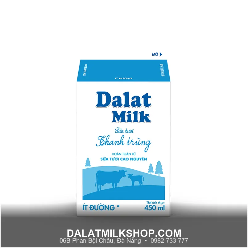 Sữa tươi thanh trùng Dalatmilk ít đường 450ml