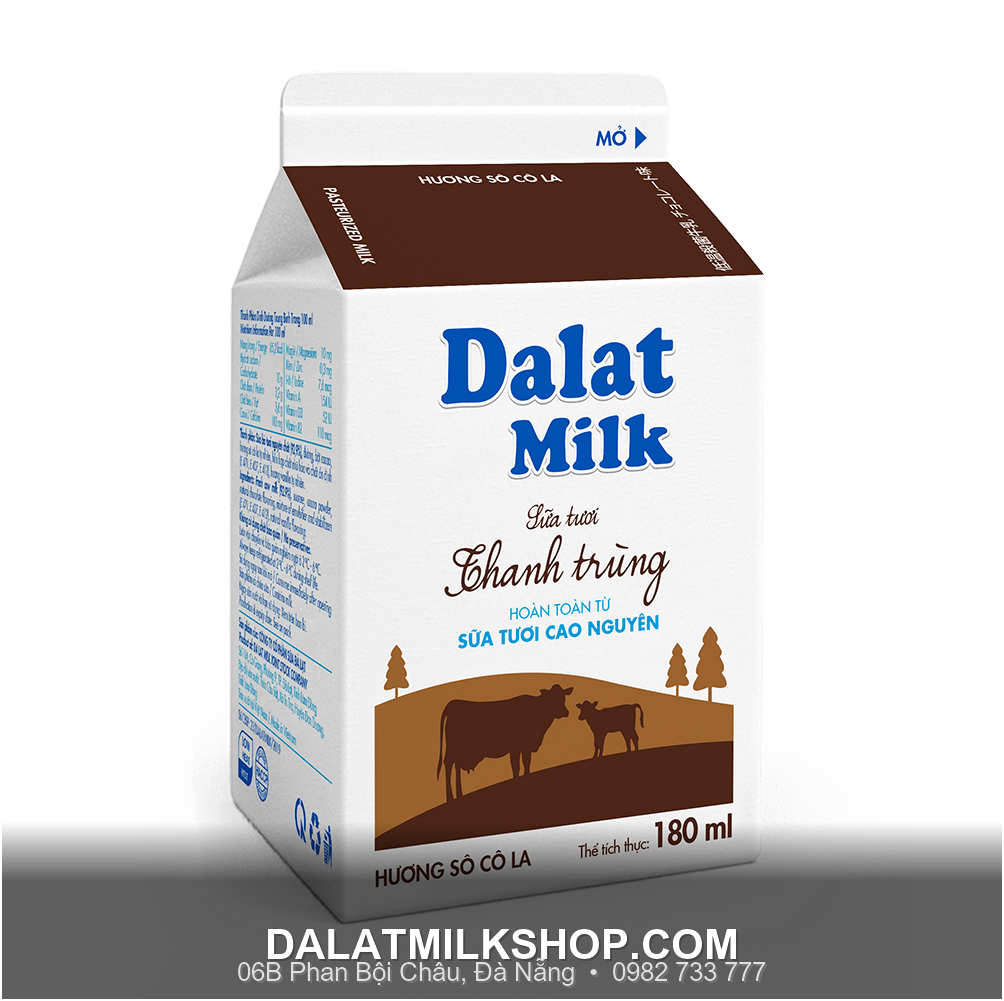 Sữa tươi thanh trùng Dalatmilk socola 180ml