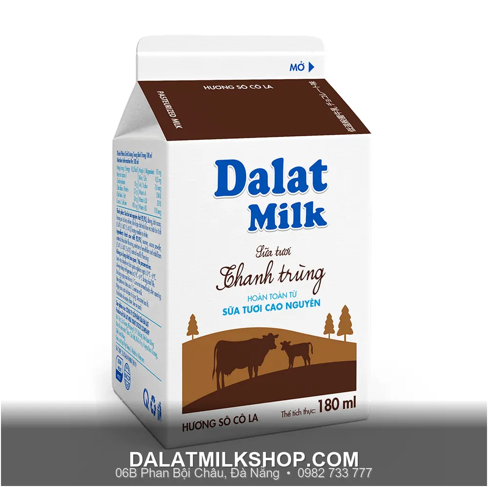 Sữa tươi thanh trùng Dalatmilk socola 180ml