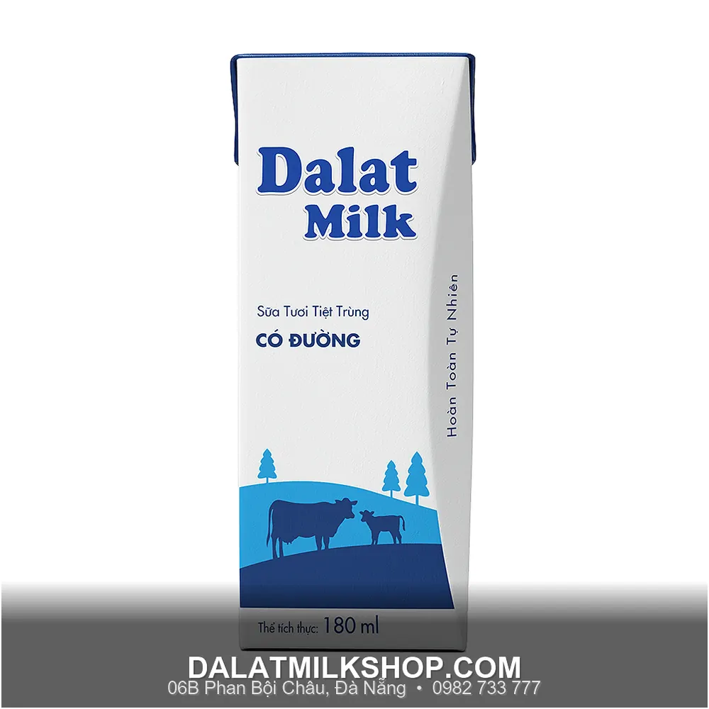 Sữa tươi tiệt trùng có đường Dalatmilk 180ml