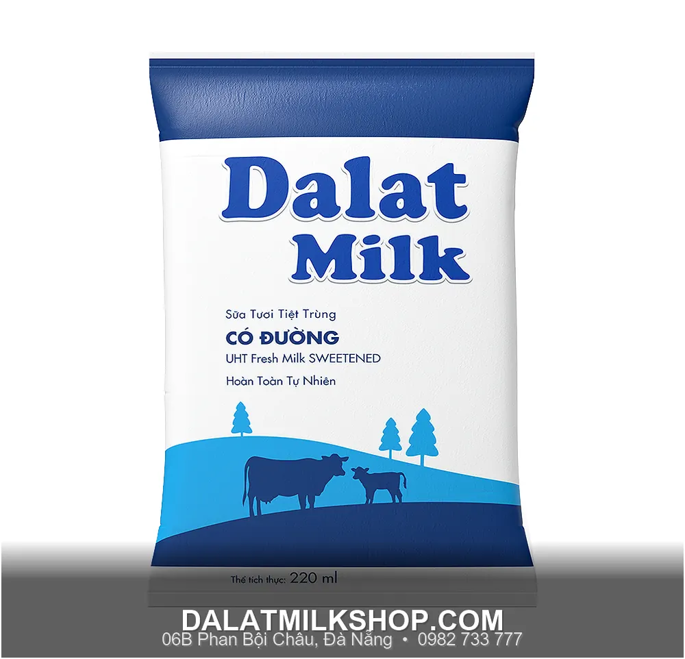 Sữa tiệt trùng Dalatmilk có đường 220ml