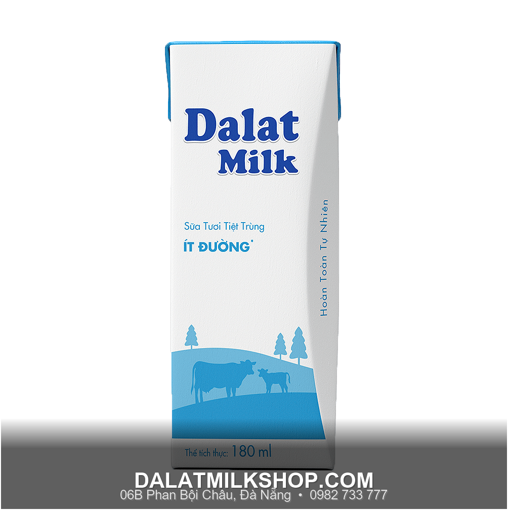 Sữa tiệt trùng Dalatmilk ít đường 180ml