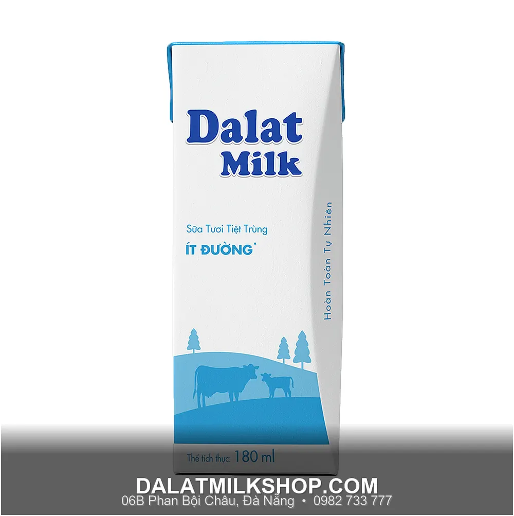 Sữa tiệt trùng Dalatmilk ít đường 180ml