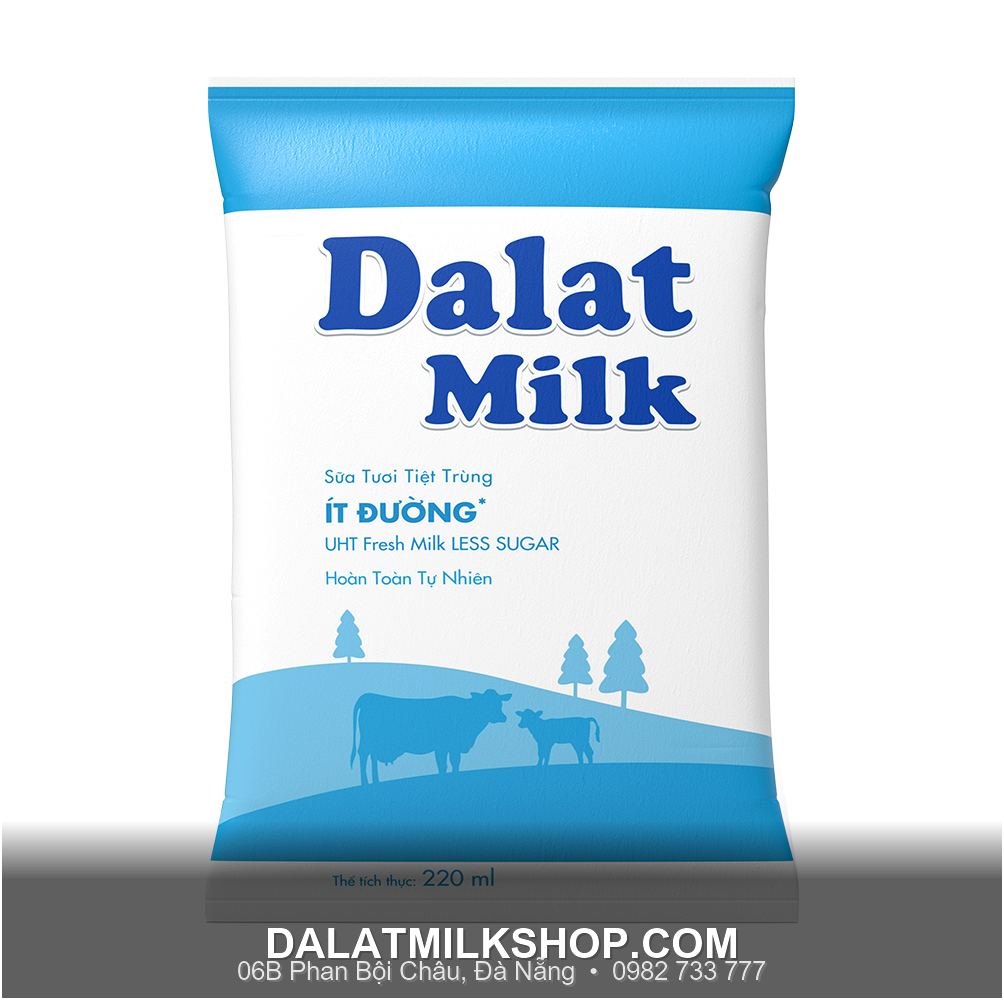 Sữa tiệt trùng Dalatmilk ít đường 220ml