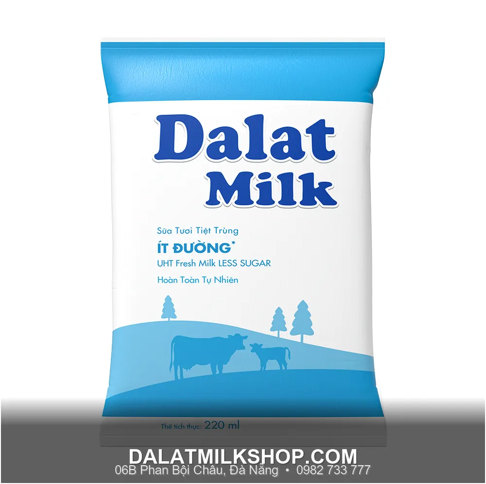 Sữa tiệt trùng Dalatmilk ít đường 220ml