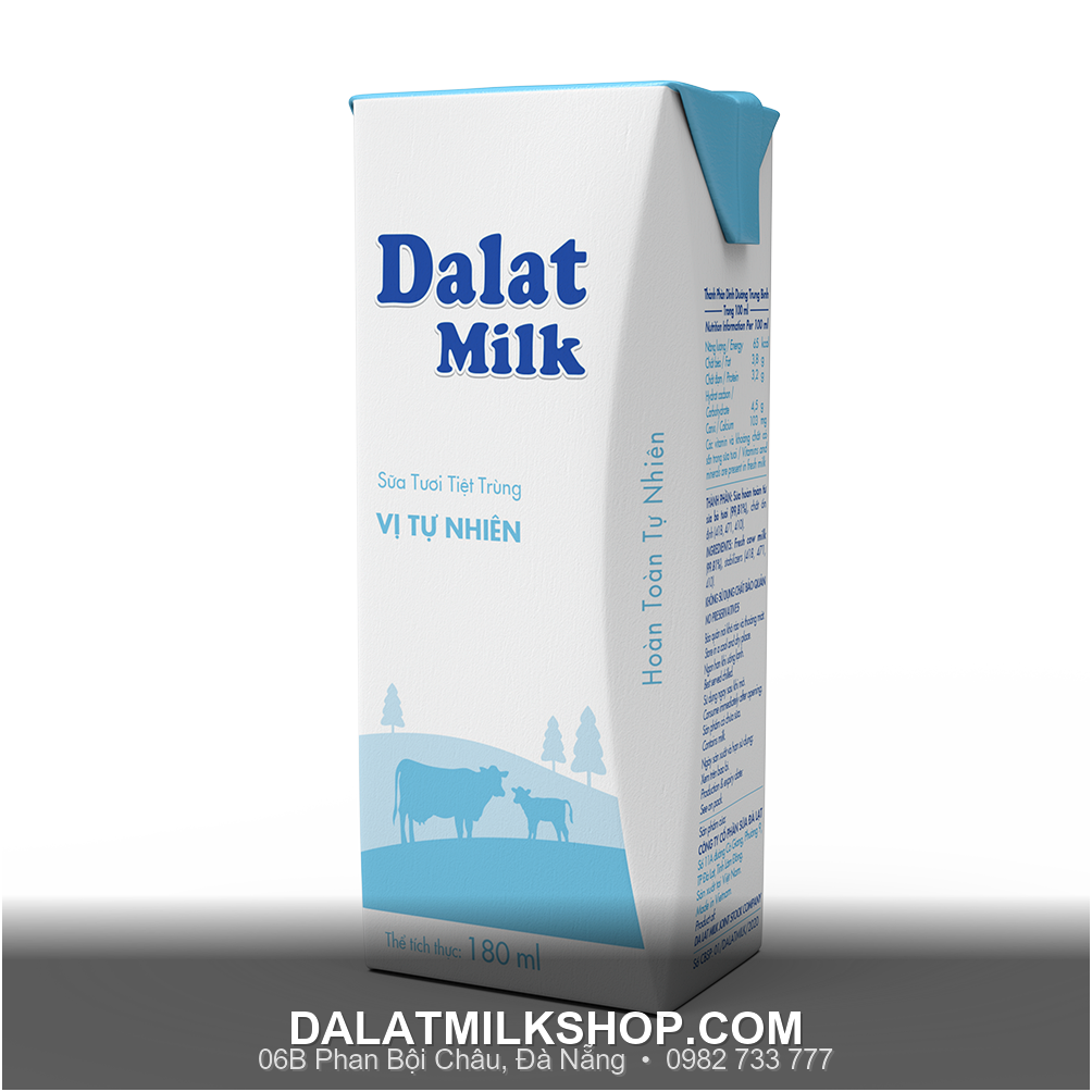 Sữa tiệt trùng Dalatmilk vị tự nhiên 180ml