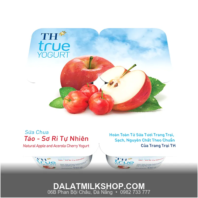 Sữa chua ăn TH True Milk táo sơ ri tự nhiên 100g