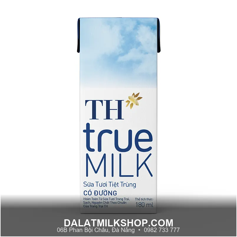 Sữa tiệt trùng TH True Milk có đường 180ml