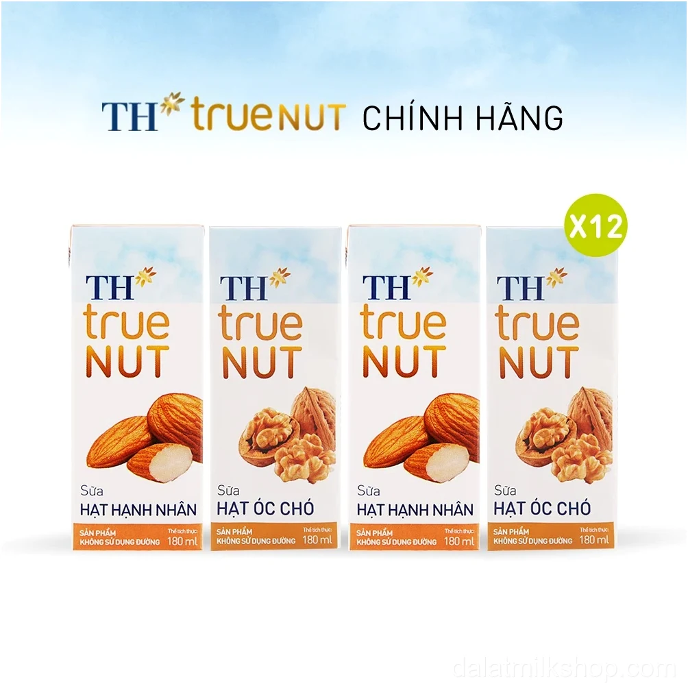 Combo mix 12 lốc sữa hạt óc chó hạnh nhân TH True Nut (180ml x 48 hộp)