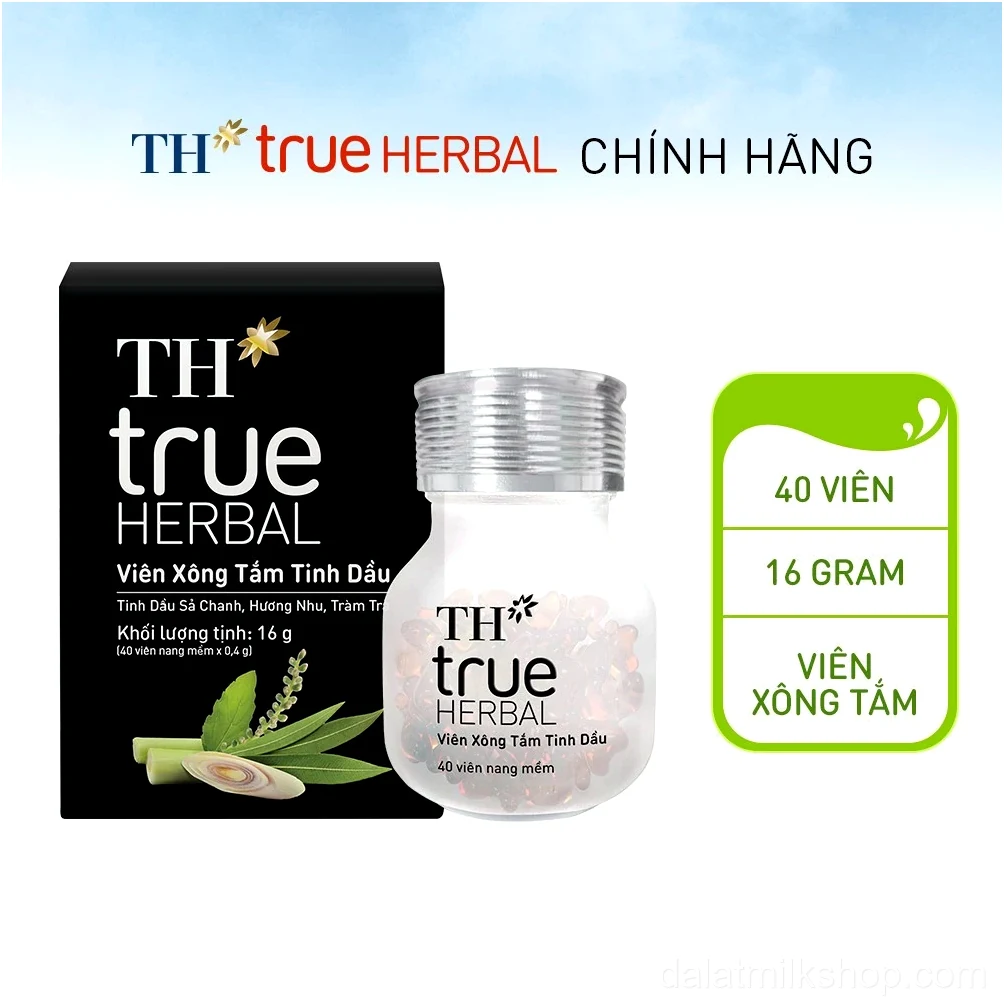 Hộp 40 Viên Xông Tắm Tinh Dầu TH true HERBAL 16 g (40 viên x 0 4g)