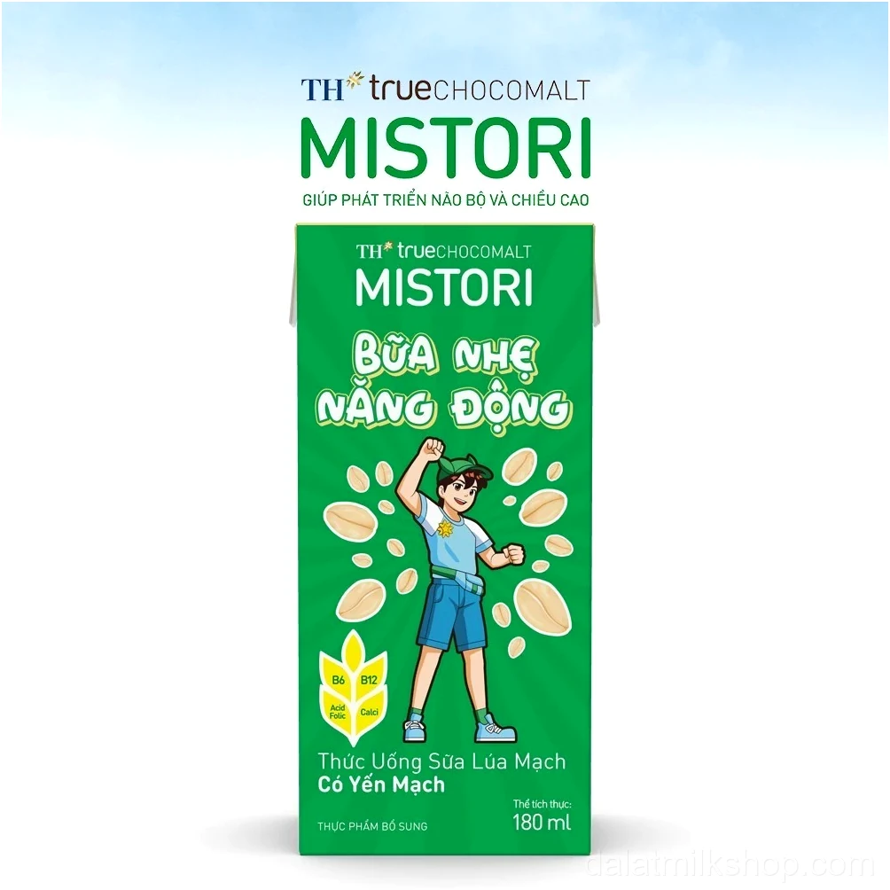Hộp sữa Lúa mạch Có Yến mạch TH true CHOCOMALT MISTORI 180 ml