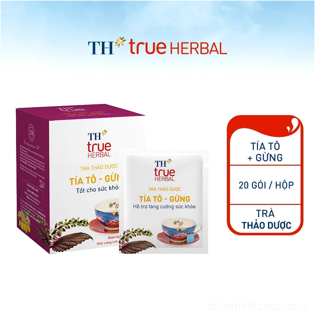 Hộp trà thảo dược TH true HERBAL Tía tô – Gừng (20 gói)