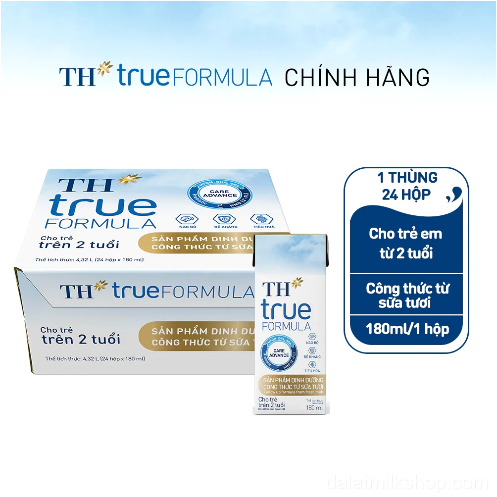 KOL Thùng 24 hộp sản phẩm dinh dưỡng công thức sữa tươi TH True Formula 180ml (180ml x 24)