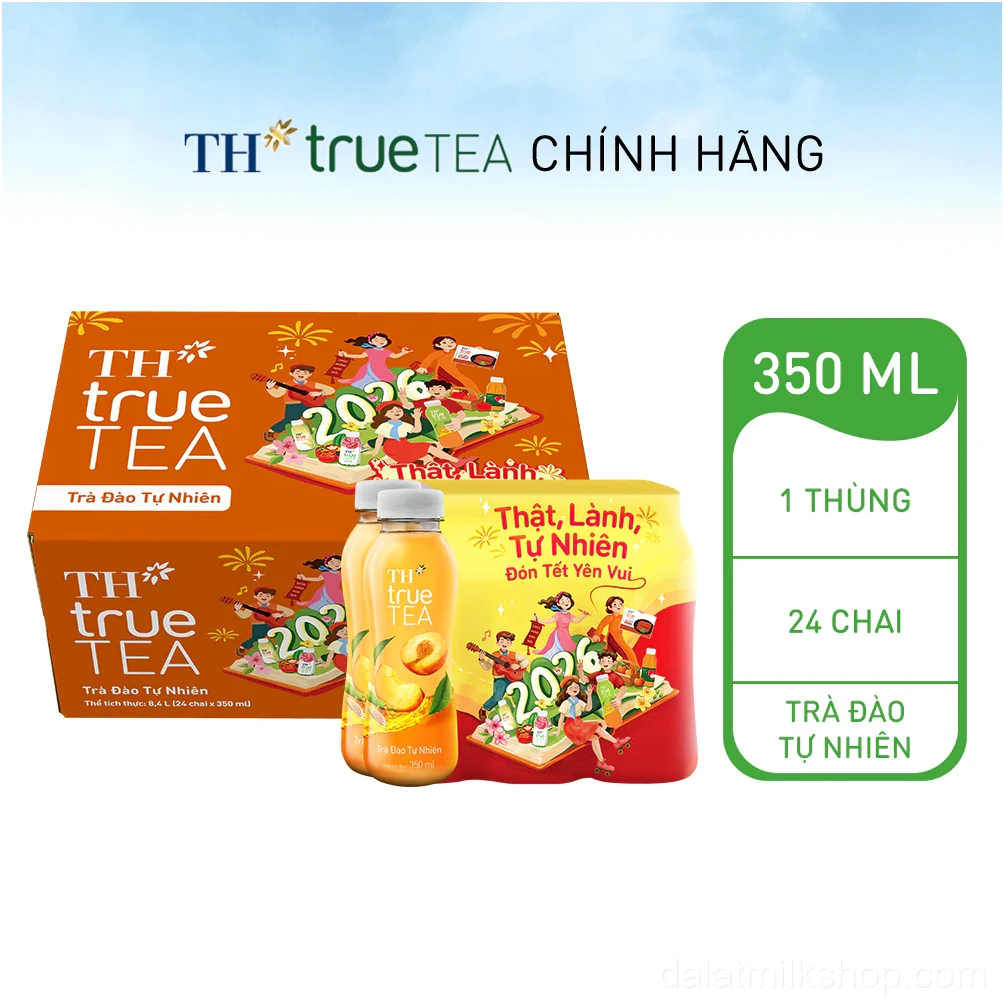 Thùng 24 Chai Trà Đào TH true TEA milk Tự Nhiên 350ml (24 Chai)