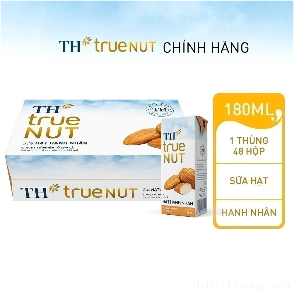 Thùng 48 hộp sữa hạt hạnh nhân TH true NUT 180ml