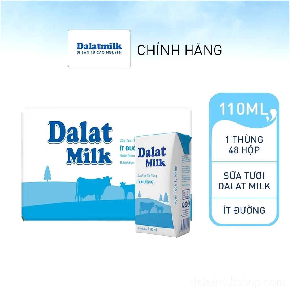Hinh thung 48 hop sua tuoi tiet trung dalatmilk it duong 110 ml 110 ml x 48 3