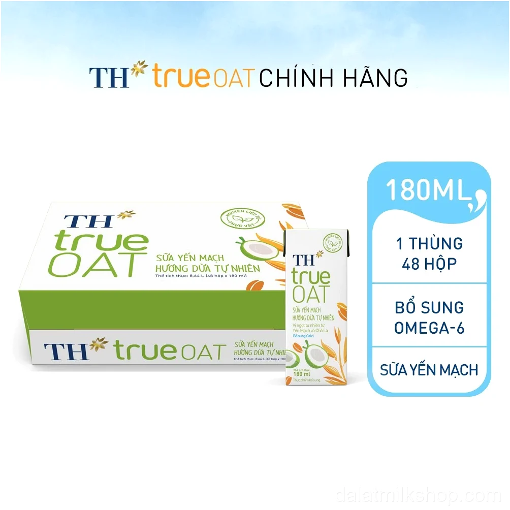 Thùng Sữa Yến Mạch TH true OAT Hương Dừa 180ml 48 Hộp